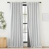 imageNICETOWN 2 Panels Faux Linen 100 Blackout Curtains for Living Room Rod PocketBack TabHook Belt Room Darkening Window Treatment with Liner Thermal Curtains for Bedroom Natural W50 x L96Greyish White