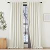 imageNICETOWN 2 Panels Faux Linen 100 Blackout Curtains for Living Room Rod PocketBack TabHook Belt Room Darkening Window Treatment with Liner Thermal Curtains for Bedroom Natural W50 x L96Natural