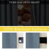 imageNICETOWN 2 Panels Faux Linen 100 Blackout Curtains for Living Room Rod PocketBack TabHook Belt Room Darkening Window Treatment with Liner Thermal Curtains for Bedroom Natural W50 x L96Mist Blue