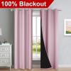 imageNICETOWN Baby Pink Full Shade Curtain Panels Pair of Thermal Insulated ampamp Energy Efficiency Blackout Drapes for Living Room Windows Lined Silky Performance Window Dressing 37quot Wide x 84quot Long Gray