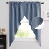 imageNICETOWN Blackout Window Treatment Pole Pocket Kitchen Tier Curtains Tailored Scalloped ValanceSwags for Living Room One Pair 36 Wide by 63inches Long Each Panel GreyStone Blue