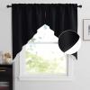 imageNICETOWN Blackout Window Treatment Pole Pocket Kitchen Tier Curtains Tailored Scalloped ValanceSwags for Living Room One Pair 36 Wide by 63inches Long Each Panel GreyBlack