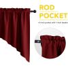 imageNICETOWN Blackout Window Treatment Pole Pocket Kitchen Tier Curtains Tailored Scalloped ValanceSwags for Living Room One Pair 36 Wide by 63inches Long Each Panel GreyBurgundy Red