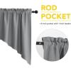 imageNICETOWN Blackout Window Treatment Pole Pocket Kitchen Tier Curtains Tailored Scalloped ValanceSwags for Living Room One Pair 36 Wide by 63inches Long Each Panel GreySilver Grey