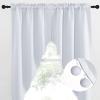 imageNICETOWN Blackout Window Treatment Pole Pocket Kitchen Tier Curtains Tailored Scalloped ValanceSwags for Living Room One Pair 36 Wide by 63inches Long Each Panel GreyPom Pomgreyish White