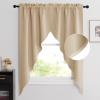 imageNICETOWN Blackout Window Treatment Pole Pocket Kitchen Tier Curtains Tailored Scalloped ValanceSwags for Living Room One Pair 36 Wide by 63inches Long Each Panel GreyBiscotti Beige