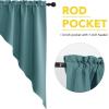 imageNICETOWN Blackout Window Treatment Pole Pocket Kitchen Tier Curtains Tailored Scalloped ValanceSwags for Living Room One Pair 36 Wide by 63inches Long Each Panel GreySea Teal