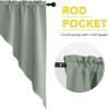 imageNICETOWN Blackout Window Treatment Pole Pocket Kitchen Tier Curtains Tailored Scalloped ValanceSwags for Living Room One Pair 36 Wide by 63inches Long Each Panel GreyGreyish Green