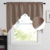imageNICETOWN Blackout Window Treatment Pole Pocket Kitchen Tier Curtains Tailored Scalloped ValanceSwags for Living Room One Pair 36 Wide by 63inches Long Each Panel GreyCappuccino