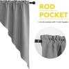 imageNICETOWN Blackout Window Treatment Pole Pocket Kitchen Tier Curtains Tailored Scalloped ValanceSwags for Living Room One Pair 36 Wide by 63inches Long Each Panel GreySilver Grey