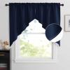 imageNICETOWN Blackout Window Treatment Pole Pocket Kitchen Tier Curtains Tailored Scalloped ValanceSwags for Living Room One Pair 36 Wide by 63inches Long Each Panel GreyNavy
