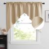 imageNICETOWN Blackout Window Treatment Pole Pocket Kitchen Tier Curtains Tailored Scalloped ValanceSwags for Living Room One Pair 36 Wide by 63inches Long Each Panel GreyBiscotti Beige