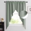 imageNICETOWN Blackout Window Treatment Pole Pocket Kitchen Tier Curtains Tailored Scalloped ValanceSwags for Living Room One Pair 36 Wide by 63inches Long Each Panel GreyGreyish Green