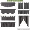 imageNICETOWN Blackout Window Treatment Pole Pocket Kitchen Tier Curtains Tailored Scalloped ValanceSwags for Living Room One Pair 36 Wide by 63inches Long Each Panel GreyBlack