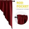 imageNICETOWN Blackout Window Treatment Pole Pocket Kitchen Tier Curtains Tailored Scalloped ValanceSwags for Living Room One Pair 36 Wide by 63inches Long Each Panel GreyBurgundy Red