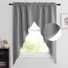 imageNICETOWN Blackout Window Treatment Pole Pocket Kitchen Tier Curtains Tailored Scalloped ValanceSwags for Living Room One Pair 36 Wide by 63inches Long Each Panel GreySilver Grey