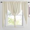 imageNICETOWN Blackout Window Treatment Pole Pocket Kitchen Tier Curtains Tailored Scalloped ValanceSwags for Living Room One Pair 36 Wide by 63inches Long Each Panel GreyLight Beige