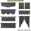 imageNICETOWN Blackout Window Treatment Pole Pocket Kitchen Tier Curtains Tailored Scalloped ValanceSwags for Living Room One Pair 36 Wide by 63inches Long Each Panel GreyBlack