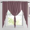 imageNICETOWN Blackout Window Treatment Pole Pocket Kitchen Tier Curtains Tailored Scalloped ValanceSwags for Living Room One Pair 36 Wide by 63inches Long Each Panel GreyDry Rose