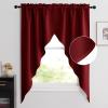 imageNICETOWN Blackout Window Treatment Pole Pocket Kitchen Tier Curtains Tailored Scalloped ValanceSwags for Living Room One Pair 36 Wide by 63inches Long Each Panel GreyBurgundy Red