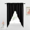 imageNICETOWN Blackout Window Treatment Pole Pocket Kitchen Tier Curtains Tailored Scalloped ValanceSwags for Living Room One Pair 36 Wide by 63inches Long Each Panel GreyPom Pomblack