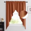 imageNICETOWN Blackout Window Treatment Pole Pocket Kitchen Tier Curtains Tailored Scalloped ValanceSwags for Living Room One Pair 36 Wide by 63inches Long Each Panel GreyBurnt Orange