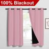 imageNICETOWN Crystal Pink 100 Blackout Curtains 2 Panels with Black Liners Thermal Insulated Full Blackout 2Layer Lined Drapes Noise Cancellation Window Draperies for Dining Room 42quot W by 54quot L