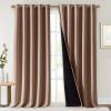 imageNICETOWN Extra Long Truly Blackout Drapes for Hall and Villa 100 Blackout Window Curtain Panels with Black Lined for Night Shift Worker 70inch Width x 108inch Length Cappuccino 2 Pieces
