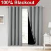 imageNICETOWN Full Shade Curtain Panels Pair of Energy Smart ampamp Noise Blocking Out Blackout Drapes for Dining Room Window Thermal Insulated Guest Room Lined Window DressingSilver Grey 52 x 72 inch