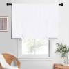 imageNICETOWN Thermal Insulated Blackout Short Curtain  Bathroom Curtain Gray Tie Up Shade for Small Window Window Valance Balloon Roman Blind Rod Pocket Panel 46 inches W x 63 inches LPure White