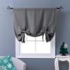 imageNICETOWN Thermal Insulated Blackout Short Curtain  Bathroom Curtain Gray Tie Up Shade for Small Window Window Valance Balloon Roman Blind Rod Pocket Panel 46 inches W x 63 inches LGrey