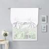 imageNICETOWN Thermal Insulated Blackout Short Curtain  Bathroom Curtain Gray Tie Up Shade for Small Window Window Valance Balloon Roman Blind Rod Pocket Panel 46 inches W x 63 inches LPure White