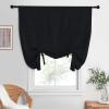 imageNICETOWN Thermal Insulated Blackout Short Curtain  Bathroom Curtain Gray Tie Up Shade for Small Window Window Valance Balloon Roman Blind Rod Pocket Panel 46 inches W x 63 inches LBlack