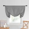 imageNICETOWN Thermal Insulated Blackout Short Curtain  Bathroom Curtain Gray Tie Up Shade for Small Window Window Valance Balloon Roman Blind Rod Pocket Panel 46 inches W x 63 inches LSilver Grey