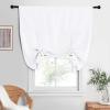 imageNICETOWN Thermal Insulated Blackout Short Curtain  Bathroom Curtain Gray Tie Up Shade for Small Window Window Valance Balloon Roman Blind Rod Pocket Panel 46 inches W x 63 inches LPure White