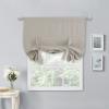 imageNICETOWN Thermal Insulated Blackout Short Curtain  Bathroom Curtain Gray Tie Up Shade for Small Window Window Valance Balloon Roman Blind Rod Pocket Panel 46 inches W x 63 inches LNatural