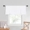 imageNICETOWN Thermal Insulated Blackout Short Curtain  Bathroom Curtain Gray Tie Up Shade for Small Window Window Valance Balloon Roman Blind Rod Pocket Panel 46 inches W x 63 inches LPure White