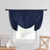 imageNICETOWN Thermal Insulated Blackout Short Curtain  Bathroom Curtain Gray Tie Up Shade for Small Window Window Valance Balloon Roman Blind Rod Pocket Panel 46 inches W x 63 inches LNavy