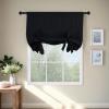 imageNICETOWN Thermal Insulated Blackout Short Curtain  Bathroom Curtain Gray Tie Up Shade for Small Window Window Valance Balloon Roman Blind Rod Pocket Panel 46 inches W x 63 inches LBlack