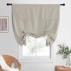 imageNICETOWN Thermal Insulated Blackout Short Curtain  Bathroom Curtain Gray Tie Up Shade for Small Window Window Valance Balloon Roman Blind Rod Pocket Panel 46 inches W x 63 inches LNatural