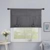 imageNICETOWN Thermal Insulated Blackout Short Curtain  Bathroom Curtain Gray Tie Up Shade for Small Window Window Valance Balloon Roman Blind Rod Pocket Panel 46 inches W x 63 inches LGrey