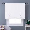 imageNICETOWN Thermal Insulated Blackout Short Curtain  Bathroom Curtain Gray Tie Up Shade for Small Window Window Valance Balloon Roman Blind Rod Pocket Panel 46 inches W x 63 inches LPure White