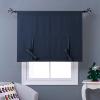 imageNICETOWN Thermal Insulated Blackout Short Curtain  Bathroom Curtain Gray Tie Up Shade for Small Window Window Valance Balloon Roman Blind Rod Pocket Panel 46 inches W x 63 inches LNavy