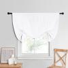 imageNICETOWN Thermal Insulated Blackout Short Curtain  Bathroom Curtain Gray Tie Up Shade for Small Window Window Valance Balloon Roman Blind Rod Pocket Panel 46 inches W x 63 inches LPure White