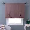 imageNICETOWN Thermal Insulated Blackout Short Curtain  Bathroom Curtain Gray Tie Up Shade for Small Window Window Valance Balloon Roman Blind Rod Pocket Panel 46 inches W x 63 inches LDry Rose