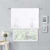imageNICETOWN Thermal Insulated Blackout Short Curtain  Bathroom Curtain Gray Tie Up Shade for Small Window Window Valance Balloon Roman Blind Rod Pocket Panel 46 inches W x 63 inches LPure White