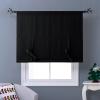 imageNICETOWN Thermal Insulated Blackout Short Curtain  Bathroom Curtain Gray Tie Up Shade for Small Window Window Valance Balloon Roman Blind Rod Pocket Panel 46 inches W x 63 inches LBlack