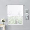 imageNICETOWN Thermal Insulated Blackout Short Curtain  Bathroom Curtain Gray Tie Up Shade for Small Window Window Valance Balloon Roman Blind Rod Pocket Panel 46 inches W x 63 inches LPure White