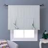 imageNICETOWN Thermal Insulated Blackout Short Curtain  Bathroom Curtain Gray Tie Up Shade for Small Window Window Valance Balloon Roman Blind Rod Pocket Panel 46 inches W x 63 inches LGreyish White