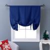 imageNICETOWN Thermal Insulated Blackout Short Curtain  Bathroom Curtain Gray Tie Up Shade for Small Window Window Valance Balloon Roman Blind Rod Pocket Panel 46 inches W x 63 inches LNavy Blue
